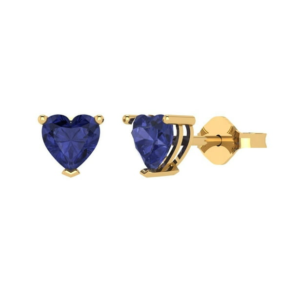 Clara Pucci 1.5 ct Brilliant Heart Cut Studs VVS1 Genuine Conflict free Blue Tanzanite Solid 18K Yellow Gold Designer Everyday Earrings Push back