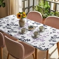 thumbnail image 3 of Grey Purple Botanical Table Cloths for 6 Foot Rectangle Tables, Watercolor Spring Floral Summer Leaf Patio Waterproof Elastic Fitted Tablecloths, Washable Rectangular Table Cover for Camping, 3 of 8
