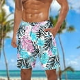 thumbnail image 2 of ZCFZJW Summer Tropical Print Beach Swim Trunks for Men Lightweight Quick Dry Drawstring Elastic Waist Bathing Suit Trendy Holiday Vacation Board Shorts with Pockets Pink M, 2 of 5