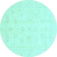 thumbnail image 1 of Ahgly Company Indoor Round Oriental Light Blue Traditional Area Rugs, 4' Round, 1 of 1