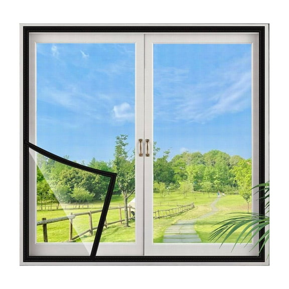 AUQ Magnetic Screen Door Insect-Repellent and Invisible Window Screen Polyester Fabric Magnetic Door Screen,Style1