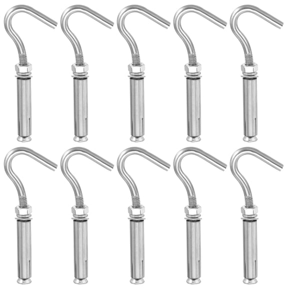Uxcell Concrete Wall Hook Expansion Hook Open Cup Screw M6x90mm Stainless Steel Silver 10 Pcs