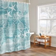 thumbnail image 4 of Teal Coastal Shower Curtain, Nautical Starfish Octopus Coral Summer Waterproof Shower Curtain Set with 12 Hooks Lightweight Bath Curtains Fabric Bathroom Decor 36x72 Inches, 4 of 9