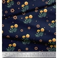 thumbnail image 3 of Soimoi Blue polyester Crepe Fabric Marigold Floral Printed Fabric 1 Yard 42 Inch Wide, 3 of 3