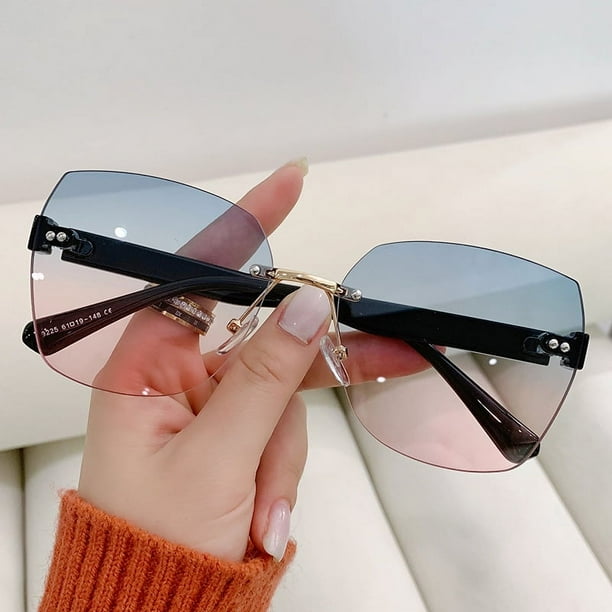 Gafas de sol sin marco Gafas de sol lisas de moda para mujer para sombrilla Gafas para deportes al aire libre Bodega Aurrera en linea
