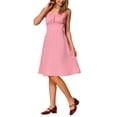 thumbnail image 4 of Vestido sin mangas de cuadros Gingham para mujer Inspire Chic, vestido midi fluido con fruncidos y diseño vintage en rojo, talla L, 4 of 6