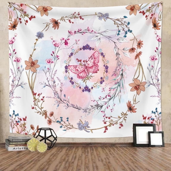 DaShan Bohemian Tapestry Wall Hanging,Mandala Floral Medallion Tapestries for Dorm Living Room Bedroom Decor 60"Wx50"L