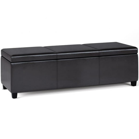 Pemberly Row 54" Contemporary Faux Leather Storage Bench in Brown
