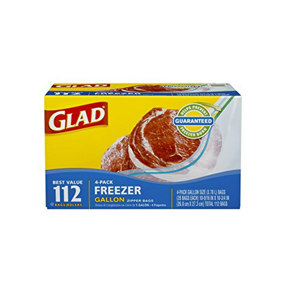 Glad Freezer 1Gal. Plastic Zipper Bags, 4 pk./28 ct. Clear Blue