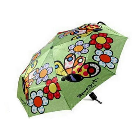 Romero Britto *Butterfly and Flowers* Compact Folding Umbrella Manuel Open/Close