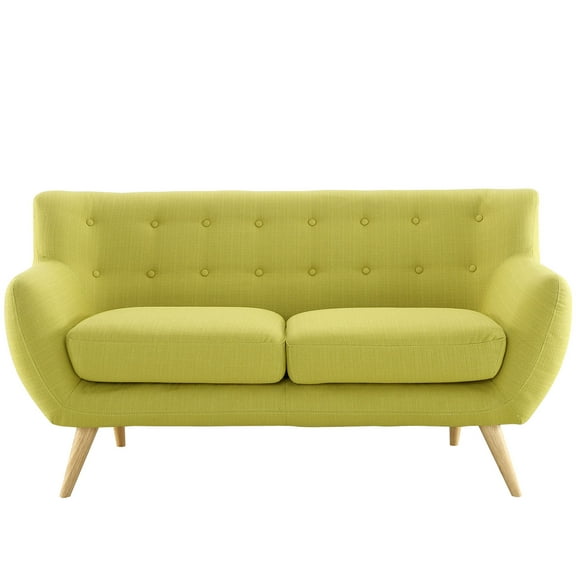 Modern Contemporary Loveseat, Green Fabric