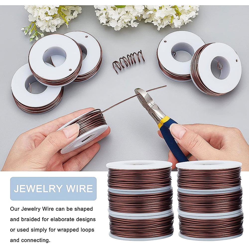 1Set Round Aluminum Wire with Iron Side Cutting Pliers Coconut Brown 17 Gauge 1.2mm 16m/roll 6 rolls Mixed Color