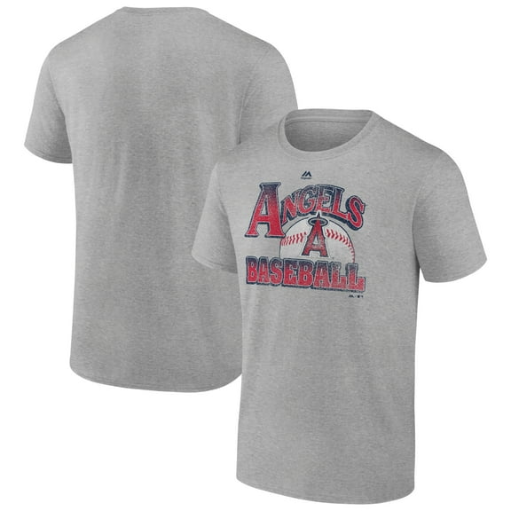 Men's Majestic Heathered Gray Los Angeles Angels Trifecta T-Shirt