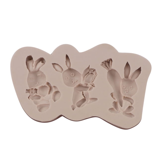 Molde de silicona para Fondant de conejo de Pascua 3D, bandeja de molde de hielo para pastel de Chocolate Wmkox8yii WKGH46644