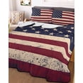 thumbnail image 3 of Quilts Twin Size, Vintage American Flag Soft Comforter Bedding Set for Bed, Retro Rustic USA Flag Lightweight Quilted Bedspread with Pillow Cover(2 Pieces) for All Season, 68x86 Inch, 3 of 6