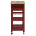 thumbnail image 4 of Hampton Engineered Wood Kitchen Cart With Wood Top and Red Base, 4 of 10