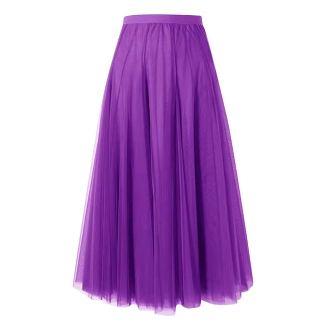 Women's Fashion Big Swing Thin A Line Solid Color Skirt - Netting Material - Size S/M/L/XL