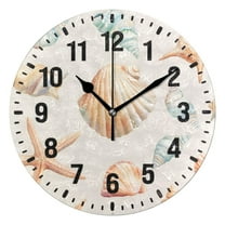 Yayeee 10" Wall Clock Battery Operated Quartz Round Silent Non-Ticking Home Decor,Gray Seashell