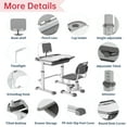 thumbnail image 4 of LVYUAN Kids Study Desk and Chair Set Height Adjustable Children School Study Drawing Desk Chair with LED Lamp, Tilt Desktop, Storage Drawer, Book Stand Grey, 4 of 18