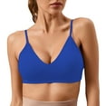 thumbnail image 2 of Prolriy High Impact Sports Bras for Women, Women's Solid Color Underwire Breathable Detachable Cotton Cup French Sexy Sports Bra Workout Tops for Women Blue L, 2 of 4