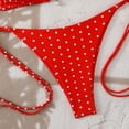thumbnail image 4 of Women's Bikini Sets Polka Dots Print Bathing Suit Halter Triangle Tie Side Two Piece Swimsuit Red S, 4 of 5