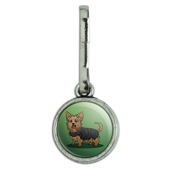 Yorkshire Terrier Yorkie with Tongue Out Antiqued Charm Clothes Purse Suitcase Backpack Zipper Pull Aid