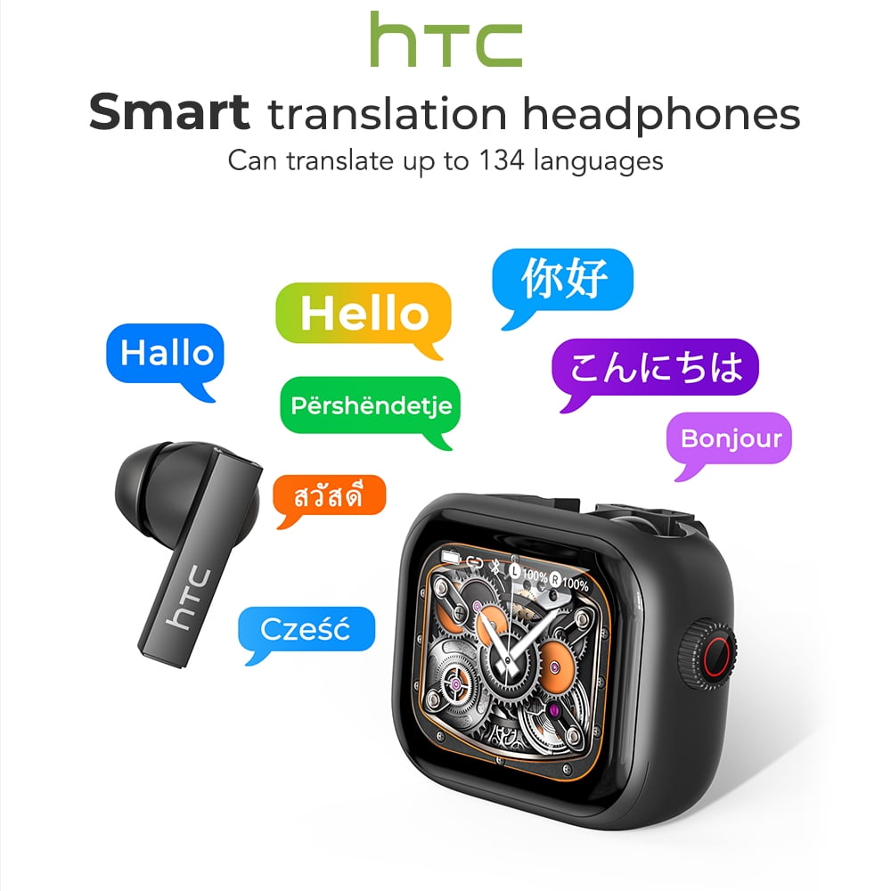 HTC NE40 Bluetooth Translation Earbuds with LCD Screen Translation Earbuds Real Time for 134 Languages Translator Headphones