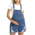 thumbnail image 4 of AKAFMK Women's Materntiy Denim Shorts,Women's Maternity Romper,Women Fashion Solid Color Sleeveless Pockets Pregnant Jumpsuit Shorts, 4 of 5