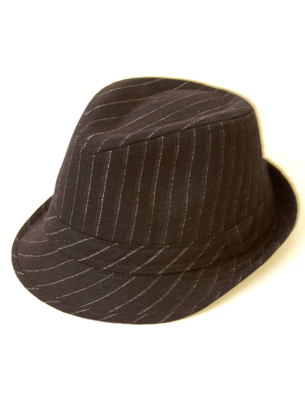 Pinstripe Fedora Hat BLACK