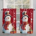 thumbnail image 2 of Red Snowman Christmas Kitchen Curtain 2 Panels Curtains 54 Inch Length, Berry Snowflake Xmas Curtains Rod Pocket Curtains Window Drapes Treatment Window Cafe Curtains, 2 of 5