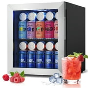 Yeego Beverage Refrigerator, Mini Beverage Cooler with Glass Door, Freestanding Beverage Fridge for Soda Beer or Drinks,1.62 Cu.ft. 62-65 Can