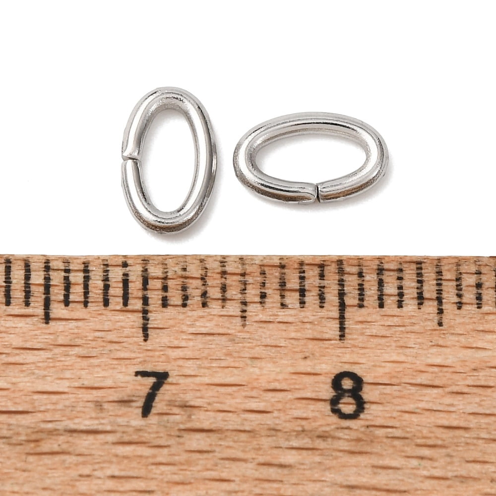 Resistant 304 Stainless Steel Open Jump Rings Oval Stainless Steel Color 8x5x1.2mm 17 Gauge