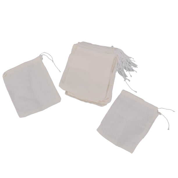 Filtro de bolsa de malla de algodón para zumo de fruta, té de la leche, tuerca reutilizable, 20 piezas, 5 tamaños BLESIY Bolsas de cordón de muselina de algodón