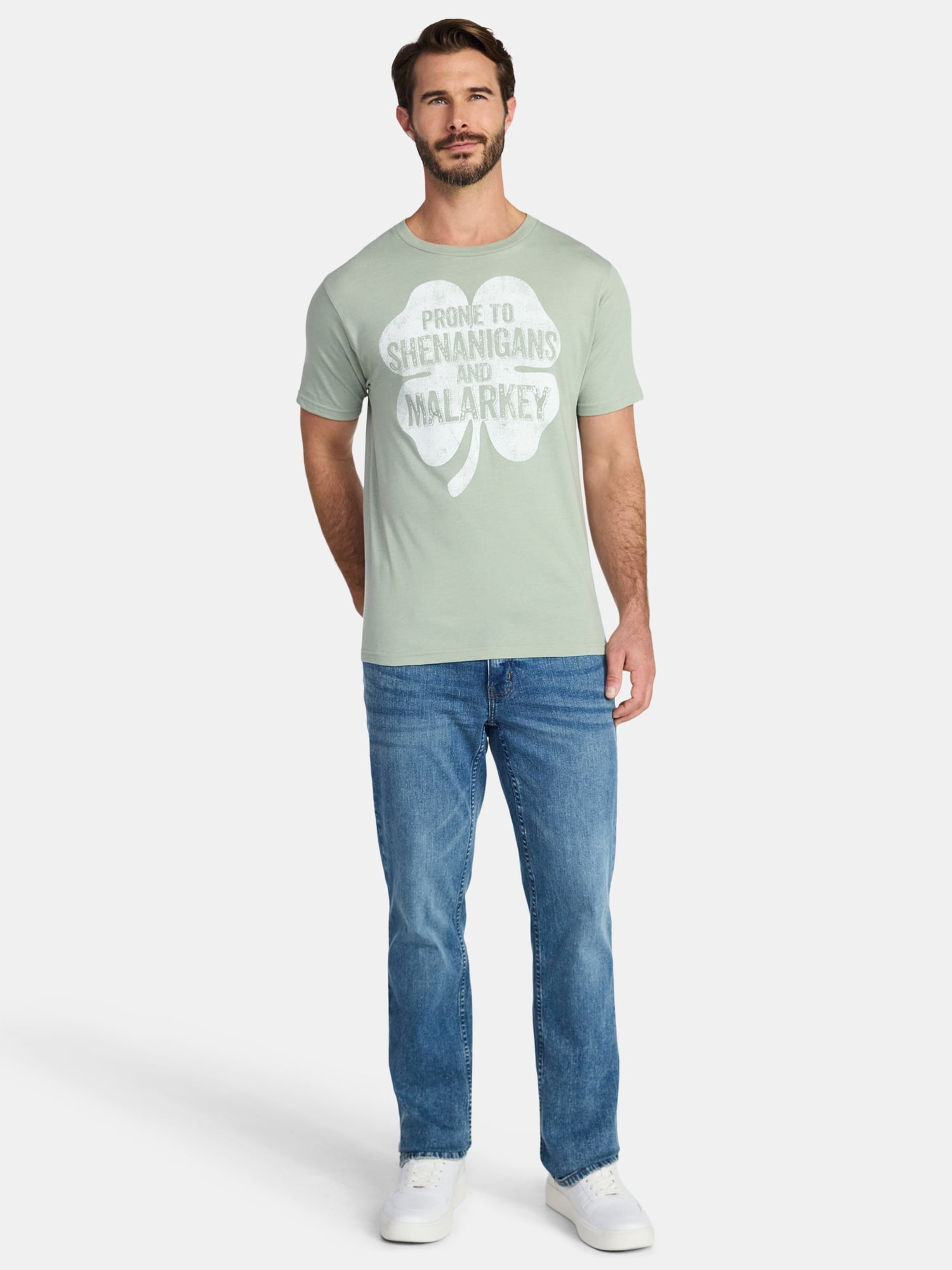 Saint Patrick's Day Men's 4 Leafy Malarkey Graphic Tee by Way to Celebrate, Sizes XS-5XL