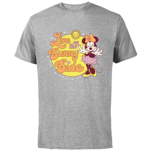Disney Minnie Mouse Live on the Sunny Side Retro - Short Sleeve Cotton T-Shirt for Adults - Customized-Athletic Heather