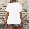 thumbnail image 3 of Cotton Linen Cute Summer Tops Ruffle Short Sleeve V Neck Pleated T Shirts for Women Loose Fit Solid Casual Tees (XX-Large, White), 3 of 6