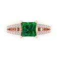 thumbnail image 2 of 2.43ct princess cut green emerald 18k rose gold Bridal Wedding Engagement Promise Anniversary Ring for Women size 4.75, 2 of 7