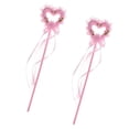 thumbnail image 1 of 2x Varita s de Princesa de Corazón Rosa con Decoración de Cinta Vestido de para Niñas Baoblaze Varita de princesa hada, 1 of 8