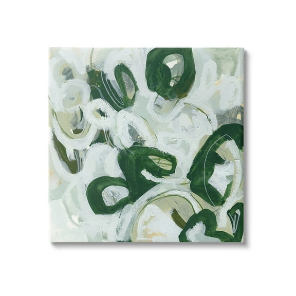 Stupell Industries Green Hued Shapes Abstract Painting Gallery Wrapped Canvas Art Print Wall Art, 17 x 17