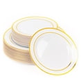 thumbnail image 1 of MATANA 60 PC Reusable Gold Plastic Plates with White Gold Rim - 30 Dinner Plates 10.25" Inch, 30 Salad Dessert Appetizer Plates 7.5" Inch, Heavy Duty, Elegant, Premium for Parties, Wedding & Events, 1 of 6