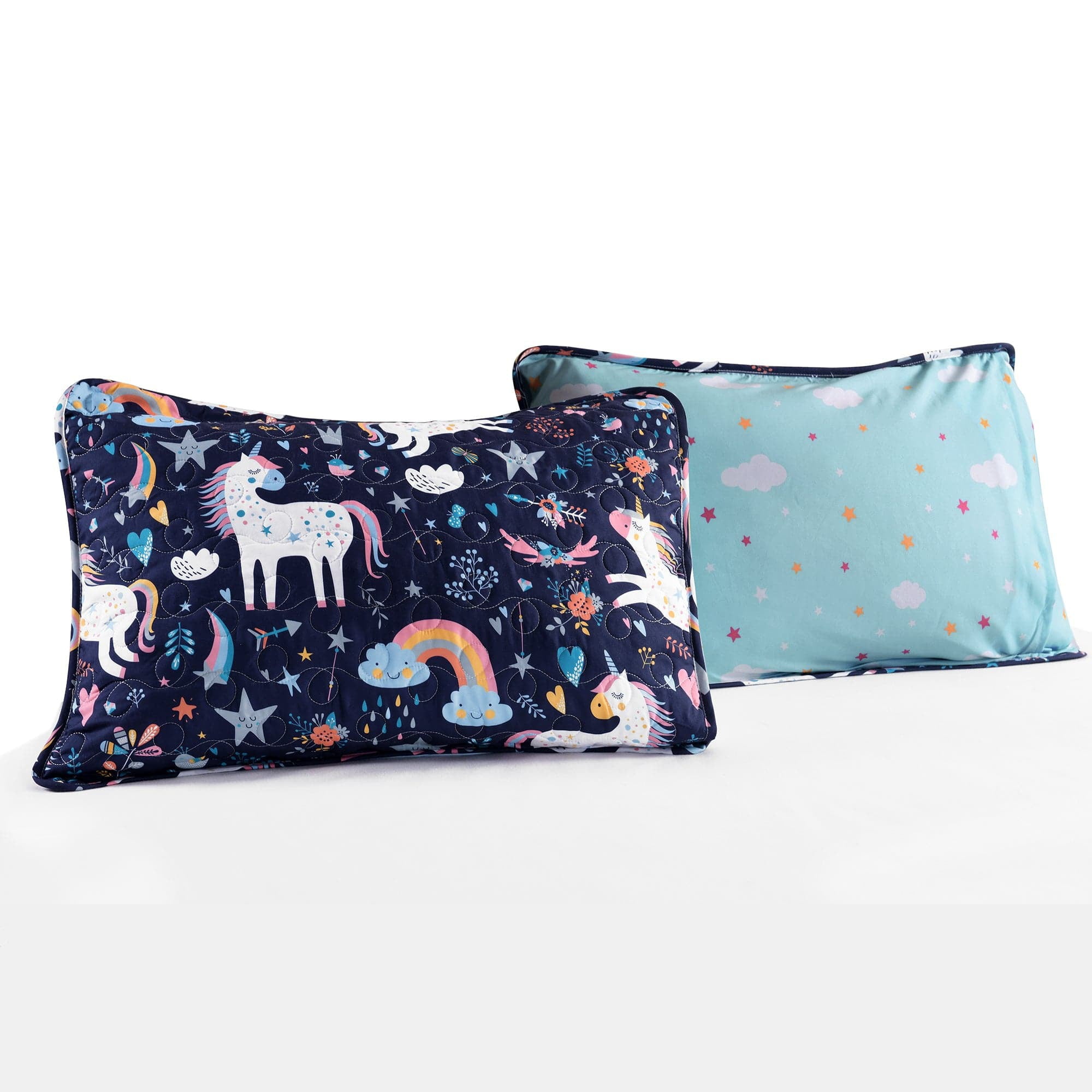 Lush Decor Unicorn Heart Kids Animal Print Reversible Quilt, Twin, White/Multi, 4-Pc Set