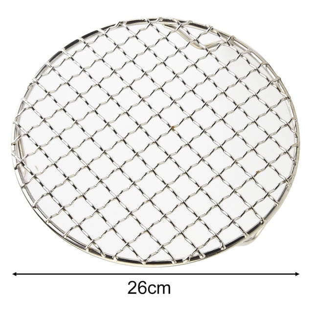 BUYISI Filet de Barbecue Rond en Acier Inoxydable 15Cm-60Cm avec Pied, Grille de Refroidissement, Support de Barbecue pour Camping Extérieur 26cm