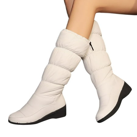 GHSOHS Cowboy Boots for Women Western Boots Ankle Boots Shoes Snow Boot for Women Platform Mid Heels Slope Heels Snow Boot Waterproof High Barrel Thickened Cotton Boots Western Cowgirl Boots Size 37