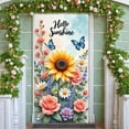 thumbnail image 3 of Floral Theme Welcome Banner Rustic Farmhouse Backdrop Green Truck Design Pink Tulips Spring Background for Front Door Decoration Spring Party Farmhouse Decor, 3 of 9
