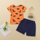 thumbnail image 4 of Ropa Para Bebé (Niño O Niña), Traje Para Niño Pequeño, Pantalones Cortos De Manga Corta Con Estampado De Dinosaurio De Dibujos Animados A La Moda, Traje Naranja Odeerbi LM103-11365, 4 of 9