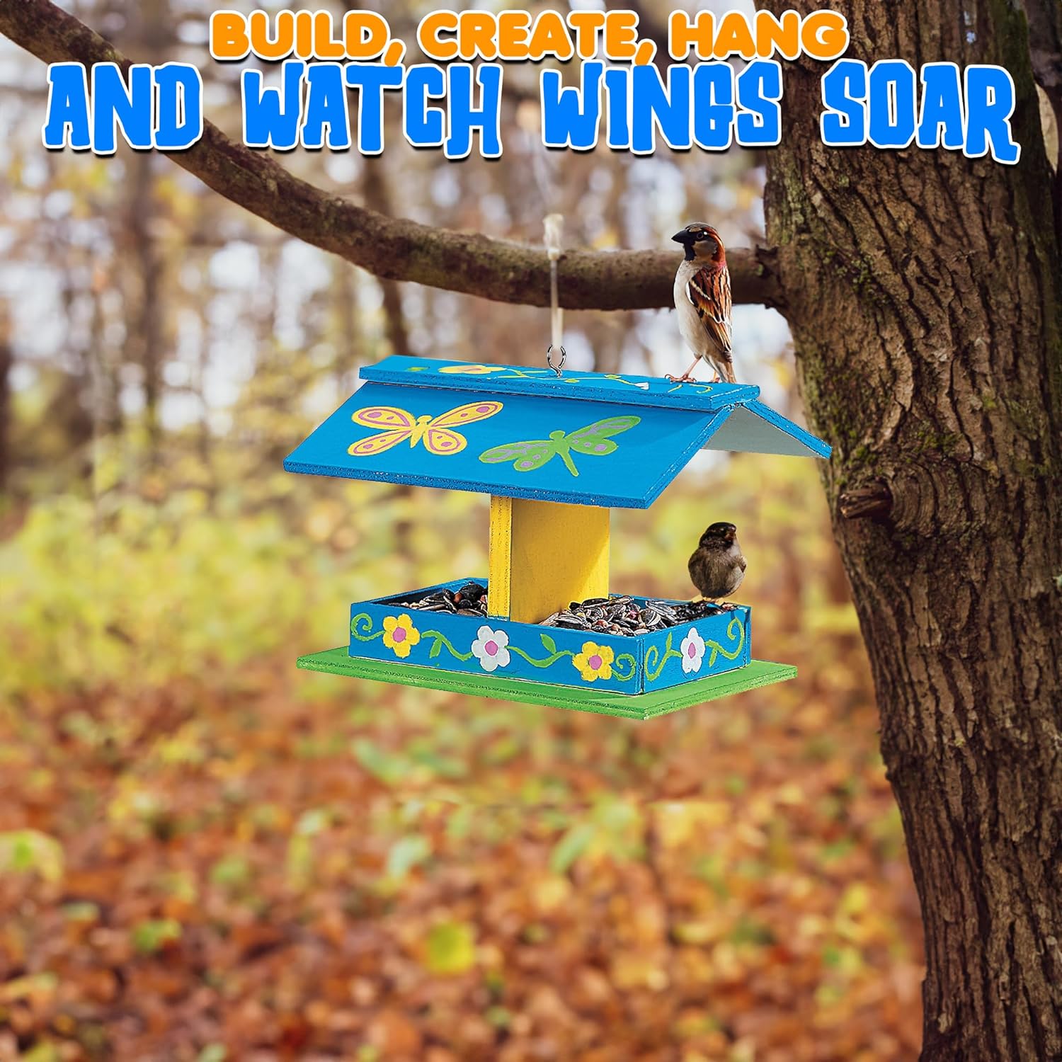 Fun Express 12 Pieces Do It Yourself Wood Bird Feeder Kits, Craft Kits, Delight Beautiful Birds with Our DIY Wooden Bird Feeders Kits