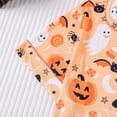 thumbnail image 6 of Ulitacool Womens Pajamas Halloween Fall Sleepwear Short Sleeve Pjs Set Notch Collor Nightwear Cartoon Prints Jammies Cartoon Prints Tops Shorts Durable Homewear Orange M, 6 of 7