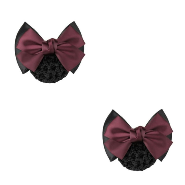 relayinert Cloth Elegant And Professional Bow Hair Net For Stylish Ladies Wide Application Bow Work Hair Clips Two Bows-wine red 2Set