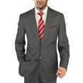 thumbnail image 2 of Salvatore Exte Men's Suit Modern Two Button Jacket Flat Front Pants Striped Charcoal Gray, 2 of 6