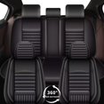 thumbnail image 7 of DIKSOAKR Full Set Car Seat Cover Fit for Hyundai Elantra 2000-2025: Faux Leather Seat Cushion with Lumbar Support Waterproof Seat Protector Compatible Airbag (Black)-2 Rows 5 Seats, 7 of 7